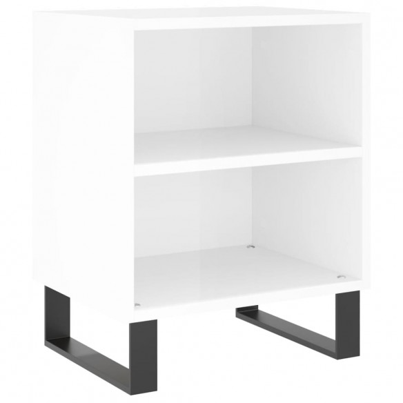 Tables de chevet 2pcs blanc brillant 40x30x50cm bois ingénierie