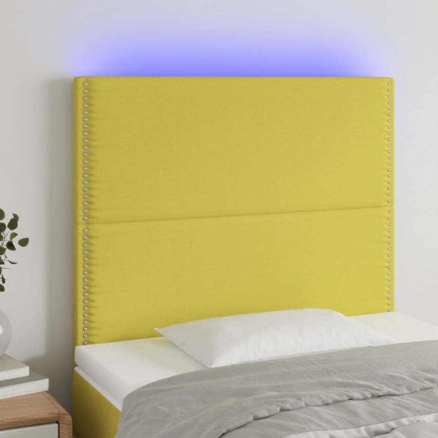 Tête de lit à LED Vert 90x5x118/128 cm Tissu