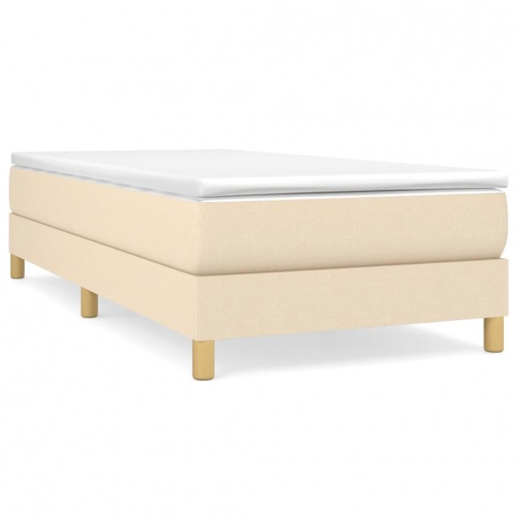 Cadre de lit avec matelas Crème 100x200 cm Tissu