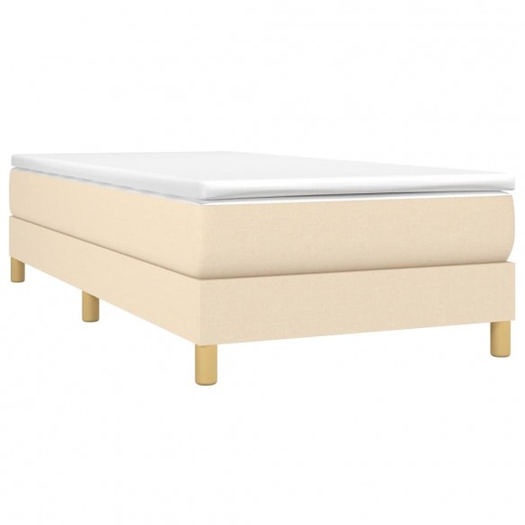 Cadre de lit avec matelas Crème 100x200 cm Tissu