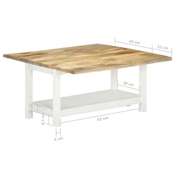 Table basse extensible blanc 90x(45-90)x45 cm bois de manguier