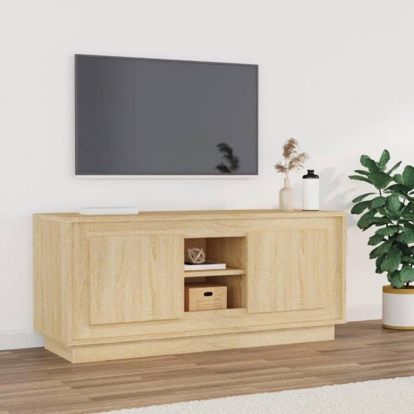 Meuble TV chêne sonoma 102x35x45 cm bois d'ingénierie