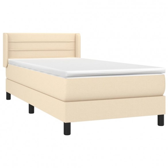 Cadre de lit avec matelas Crème 90x200 cm Tissu