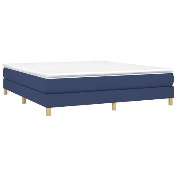 Cadre de lit avec matelas Bleu 160x200 cm Tissu