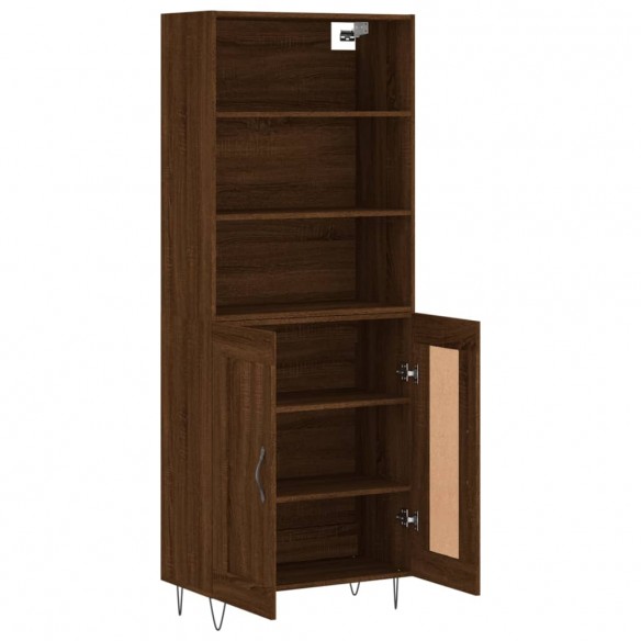 Buffet haut Chêne marron 69,5x34x180 cm Bois d'ingénierie