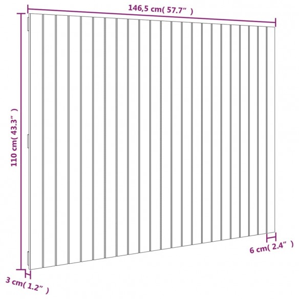 Tête de lit murale 146,5x3x110 cm Bois massif de pin