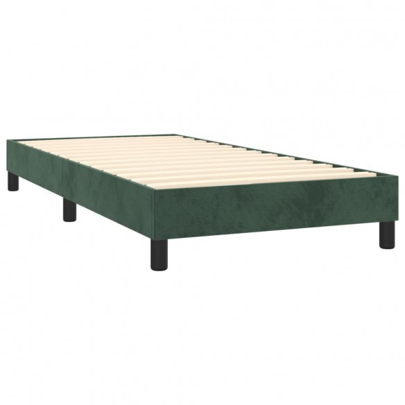 Cadre de lit avec matelas Vert foncé 100x200 cm