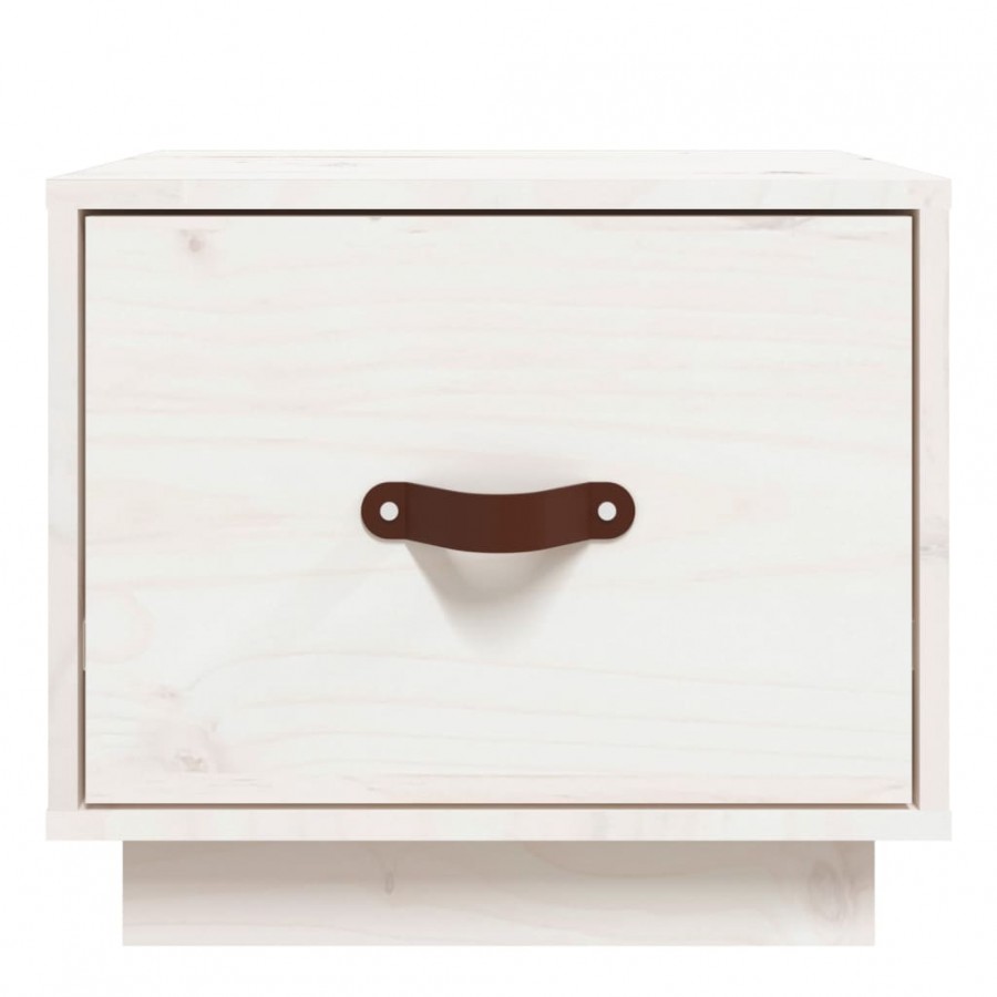 Table de chevet Blanc 40x34x35 cm Bois de pin solide