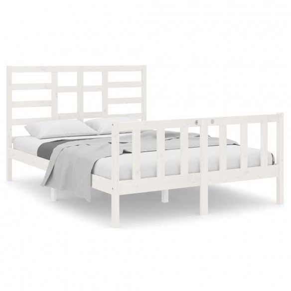 Cadre de lit Blanc Bois massif 140x190 cm