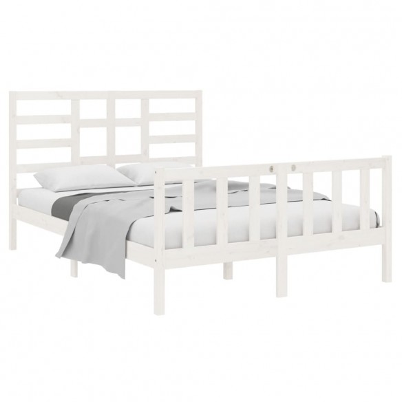 Cadre de lit Blanc Bois massif 140x190 cm