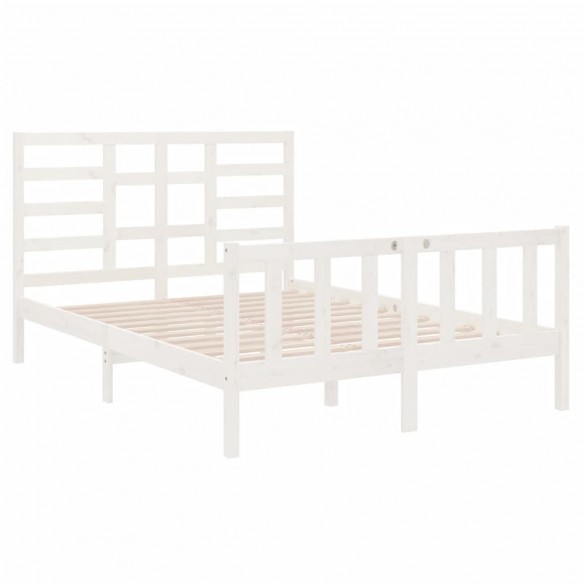 Cadre de lit Blanc Bois massif 140x190 cm