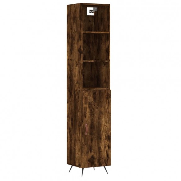 Buffet haut Chêne fumé 34,5x34x180 cm Bois d'ingénierie