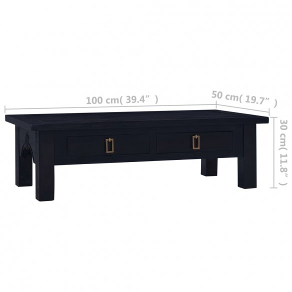 Table basse Café noir clair 100x50x30 cm Bois d'acajou massif