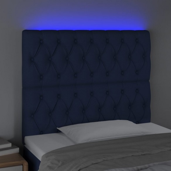 Tête de lit à LED Bleu 90x7x118/128 cm Tissu
