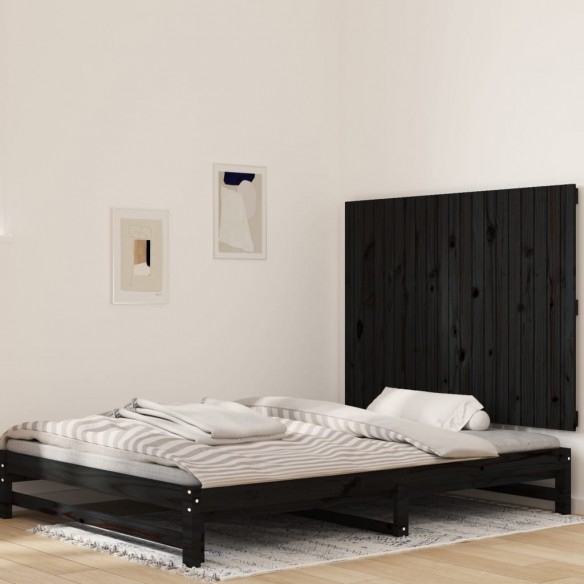 Tête de lit murale Noir 127,5x3x90 cm Bois massif de pin