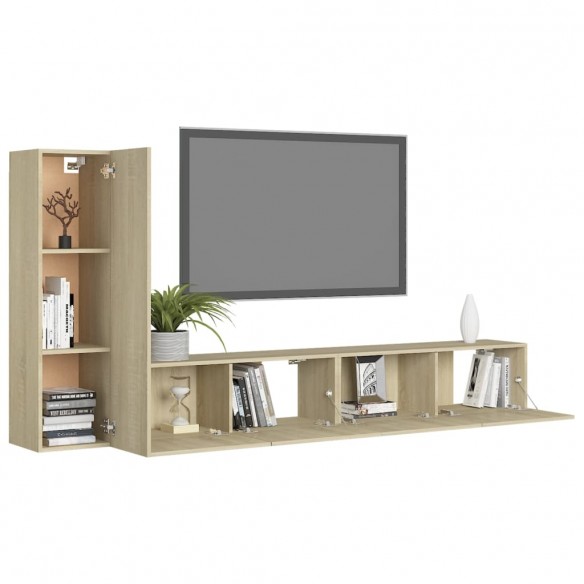 Ensemble de meuble TV 3 pcs Chêne sonoma Aggloméré