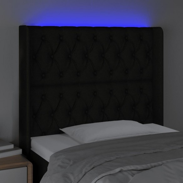 Tête de lit à LED Noir 103x16x118/128 cm Tissu