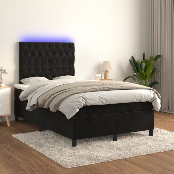 Cadre de lit matelas et LED Noir 120x200 cm Velours