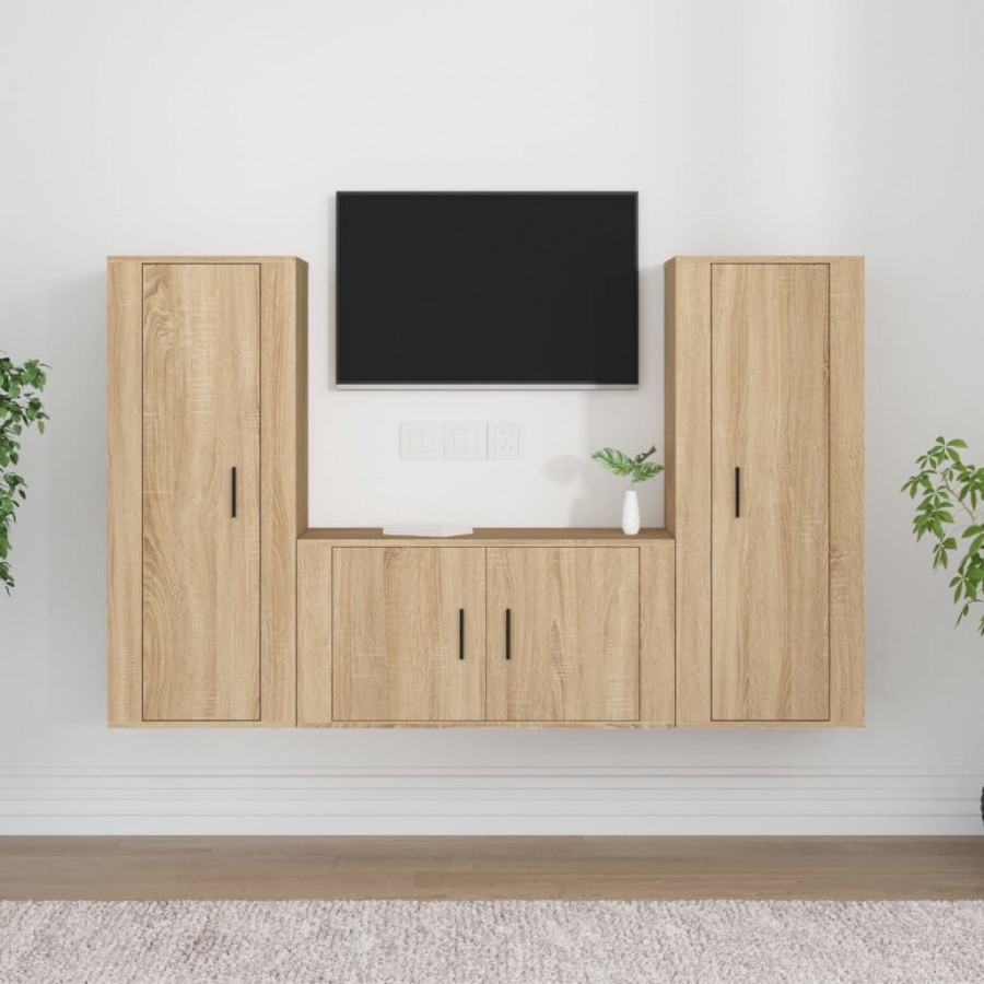 Ensemble de meubles TV 3 pcs Chêne sonoma Bois d'ingénierie