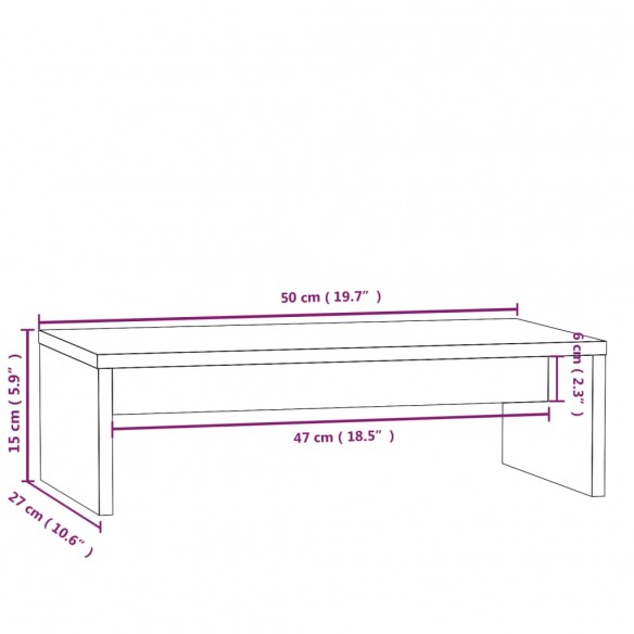 Support de moniteur Gris 50x27x15 cm Bois de pin solide