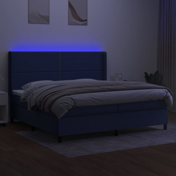 Cadre de lit matelas LED Bleu 200x200 cm Tissu