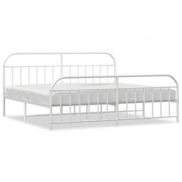 Cadre de lit métal avec tête de lit/pied de lit blanc 193x203cm