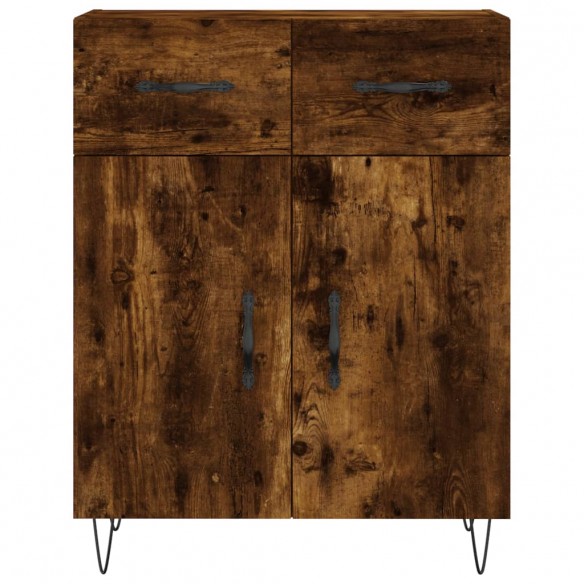 Buffet haut Chêne fumé 69,5x34x180 cm Bois d'ingénierie