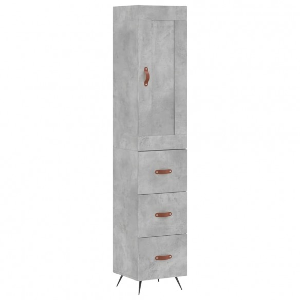 Buffet haut Gris béton 34,5x34x180 cm Bois d'ingénierie