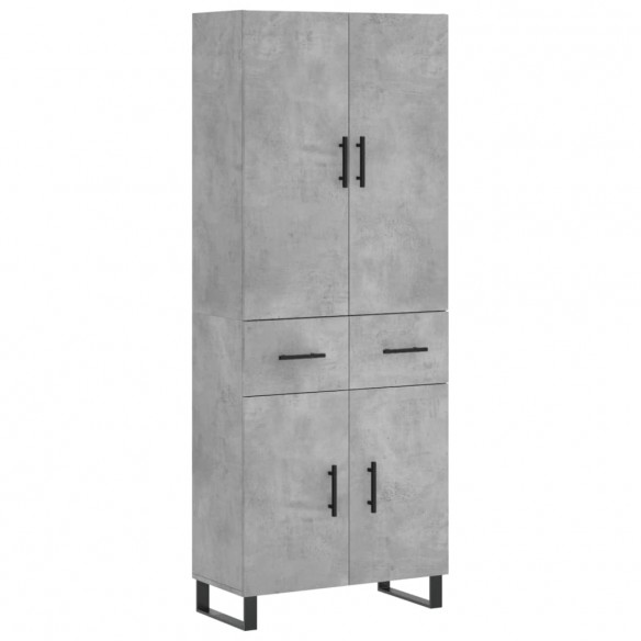 Buffet haut Gris béton 69,5x34x180 cm Bois d'ingénierie