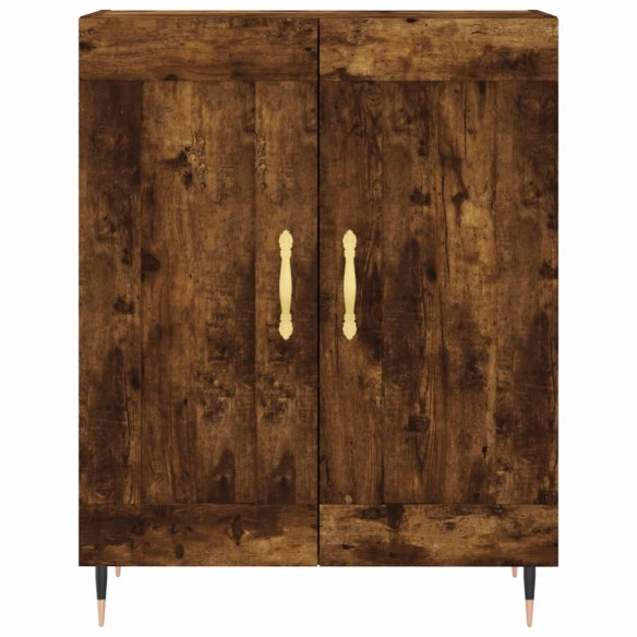 Buffet haut Chêne fumé 69,5x34x180 cm Bois d'ingénierie