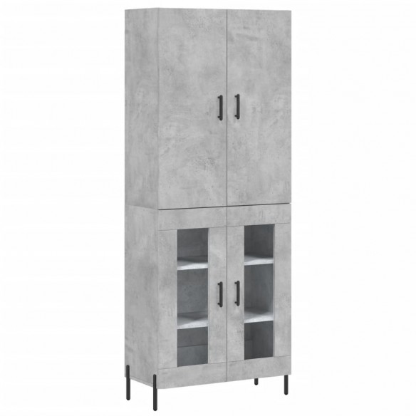 Buffet haut Gris béton 69,5x34x180 cm Bois d'ingénierie