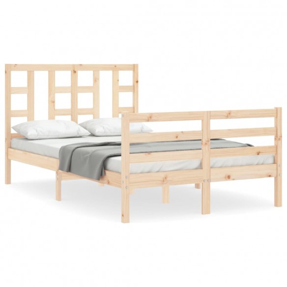 Cadre de lit avec tête de lit petit double bois massif