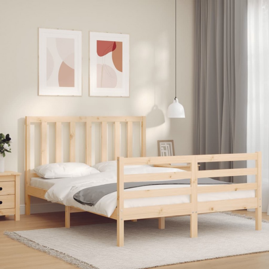 Cadre de lit avec tête de lit 120x200 cm bois massif