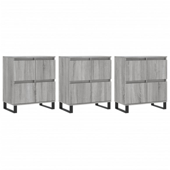 Buffets 3 pcs Sonoma gris Bois d'ingénierie