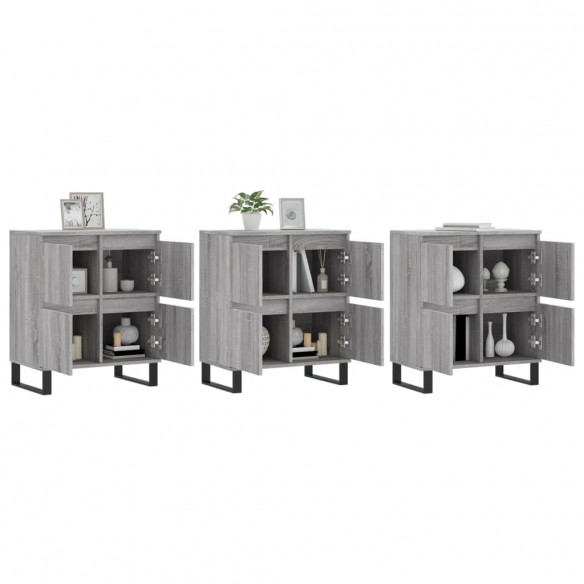 Buffets 3 pcs Sonoma gris Bois d'ingénierie