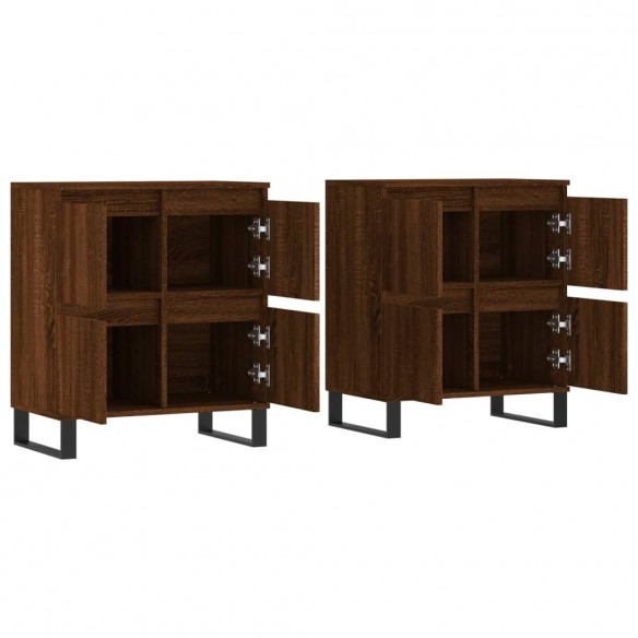 Buffets 2 pcs chêne marron bois d'ingénierie