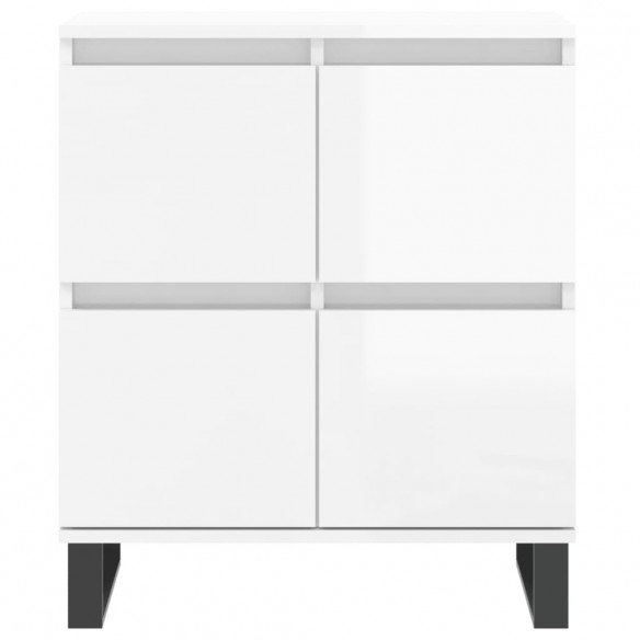 Buffets 2 pcs blanc brillant bois d'ingénierie