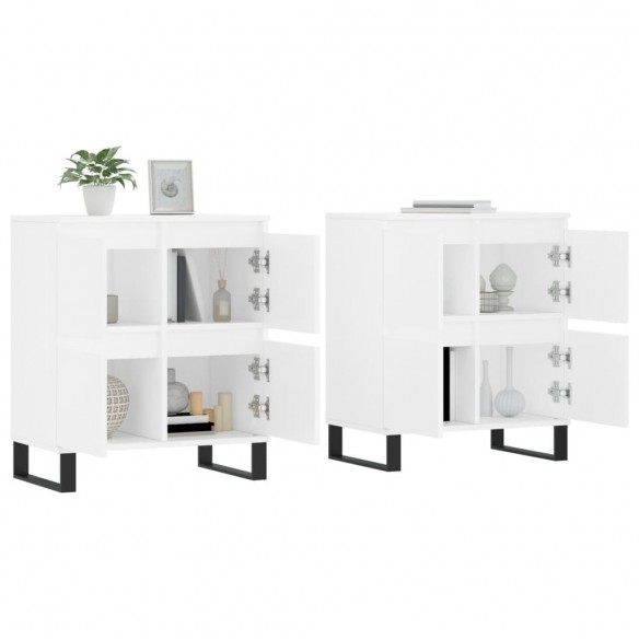 Buffets 2 pcs blanc bois d'ingénierie