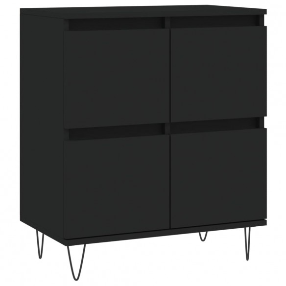 Buffets 2 pcs noir bois d'ingénierie