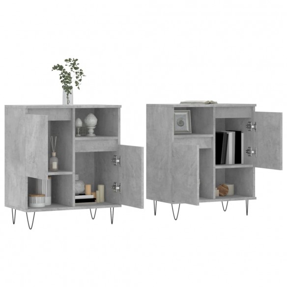 Buffets 2 pcs gris béton bois d'ingénierie