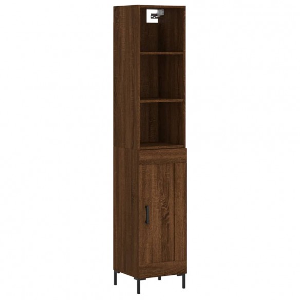 Buffet haut Chêne marron 34,5x34x180 cm Bois d'ingénierie