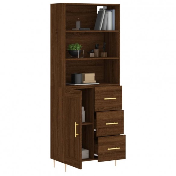 Buffet haut Chêne marron 69,5x34x180 cm Bois d'ingénierie