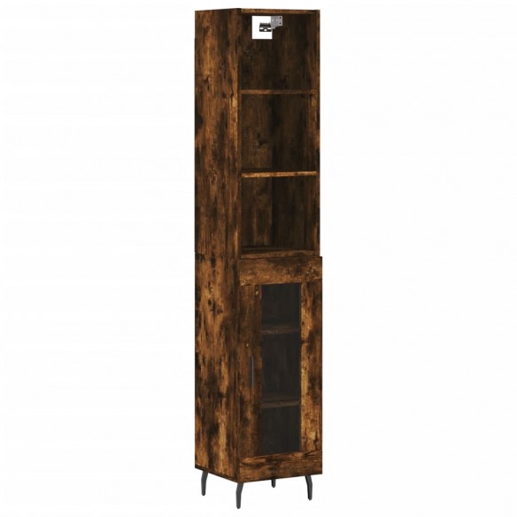 Buffet haut Chêne fumé 34,5x34x180 cm Bois d'ingénierie