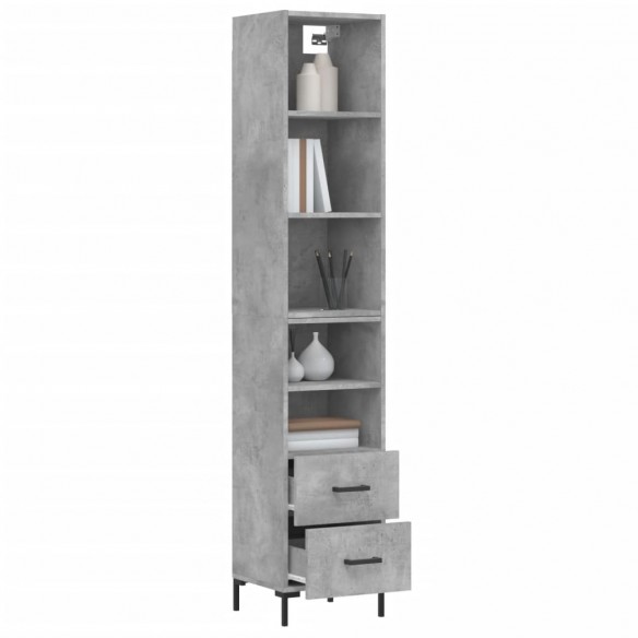 Buffet haut Gris béton 34,5x34x180 cm Bois d'ingénierie