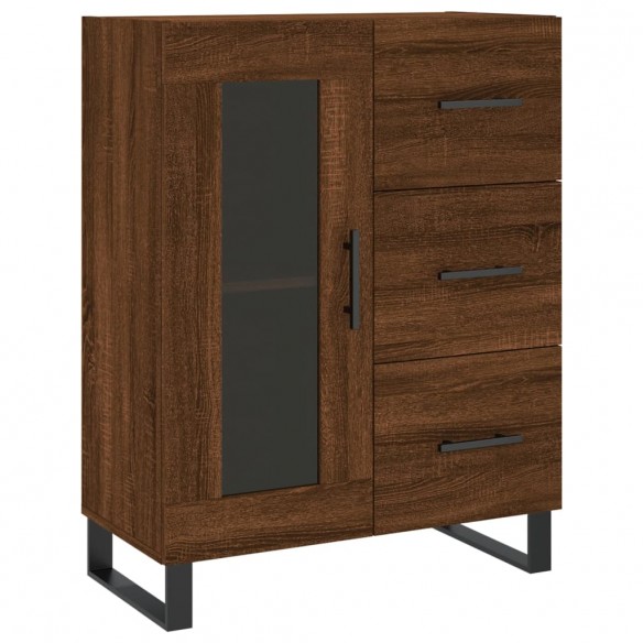 Buffet haut Chêne marron 69,5x34x180 cm Bois d'ingénierie