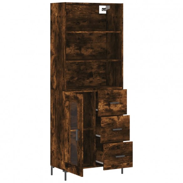 Buffet haut Chêne fumé 69,5x34x180 cm Bois d'ingénierie