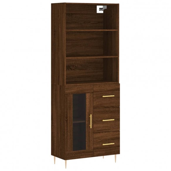 Buffet haut Chêne marron 69,5x34x180 cm Bois d'ingénierie