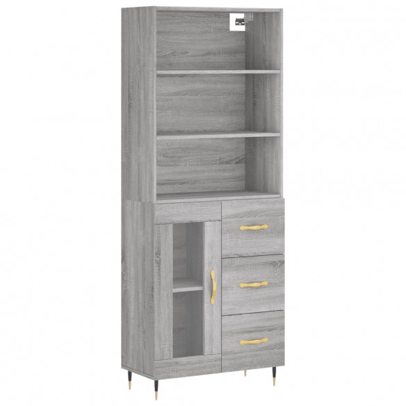 Buffet haut Sonoma gris 69,5x34x180 cm Bois d'ingénierie