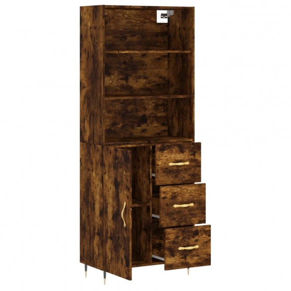 Buffet haut Chêne fumé 69,5x34x180 cm Bois d'ingénierie