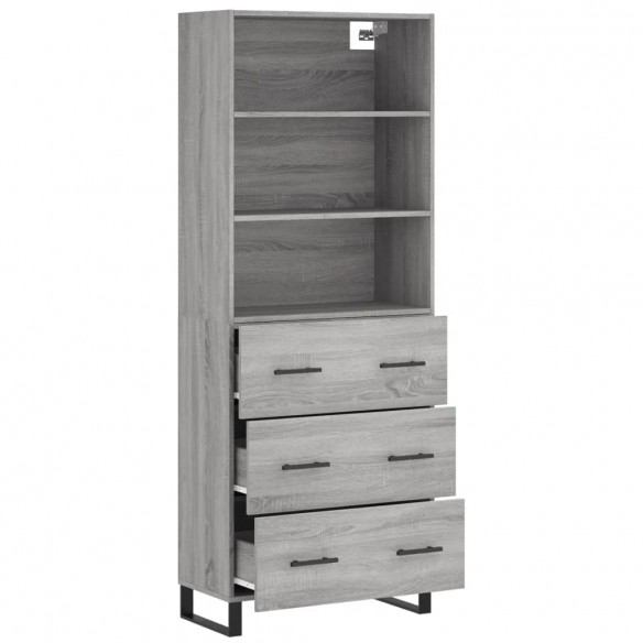 Buffet haut Sonoma gris 69,5x34x180 cm Bois d'ingénierie